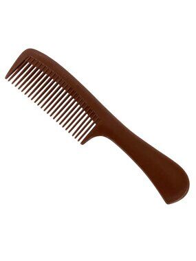 Vintage Unbreakable Brown Plastic Wide Tooth Comb With Handle For All Hair Types